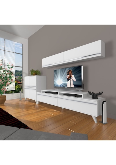 Decoraktiv Ekoflex 6y Mdf Retro Tv Ünitesi Tv Sehpası Beyaz