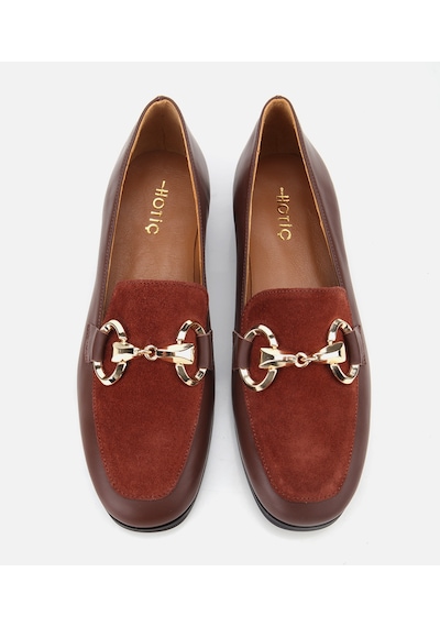 Hotiç Kadın Süet Deri Acı Kahverengi Tokalı Klasik Loafer