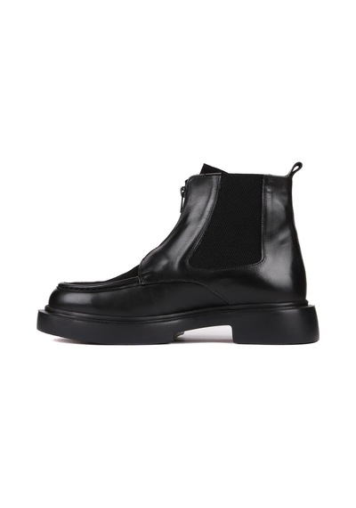 Shoetyle - Siyah Deri, Süet Fermuarlı Erkek Bot 250-085-1078 Siyah