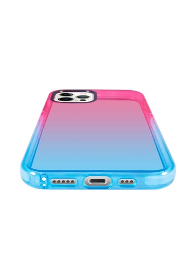 Apple Uyumlu iPhone 13 Pro Max Kılıf Zore Renkli Punto Kılıf Pembe-Mavi