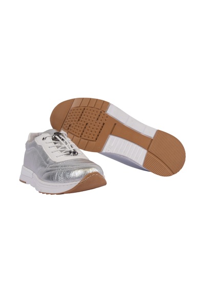 Napa Shoes Hakiki Deri Hızlı Bağcıklı Ortopedik Taban Spor Ayakkabı Napa-383 Gümüş