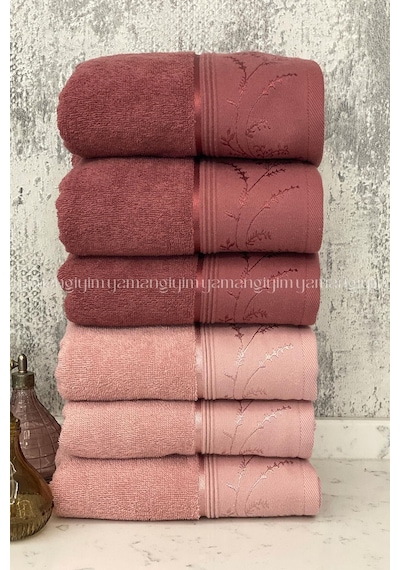 Ditsy El-yüz Havlusu 6 Adet-pembe-mürdüm Pembe - Mürdüm