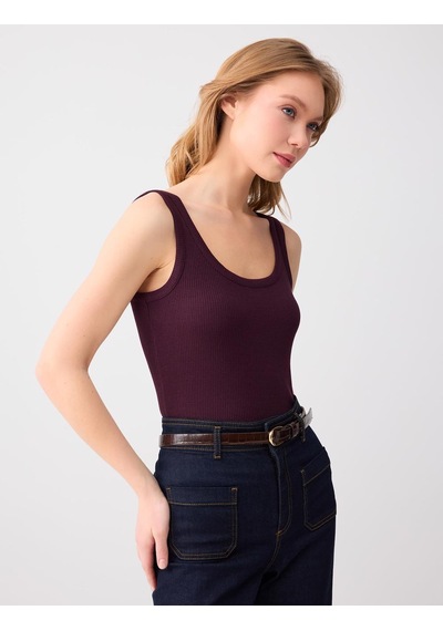 Jimmy Key Bordo Dar Kesim Askılı U Yaka Örme Atlet 6sw015200562