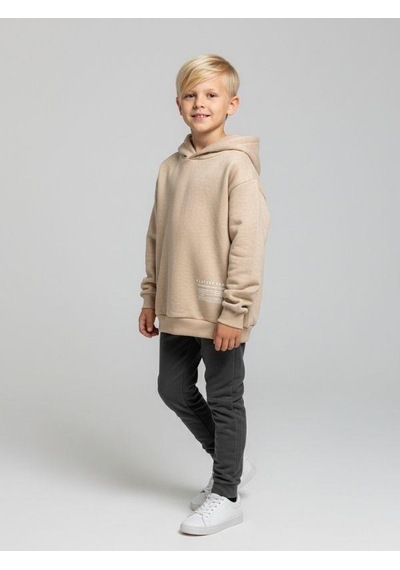 Zekids Erkek Çocuk Kapüşonlu Batik Desenli Sweatshirt-16394 Bej