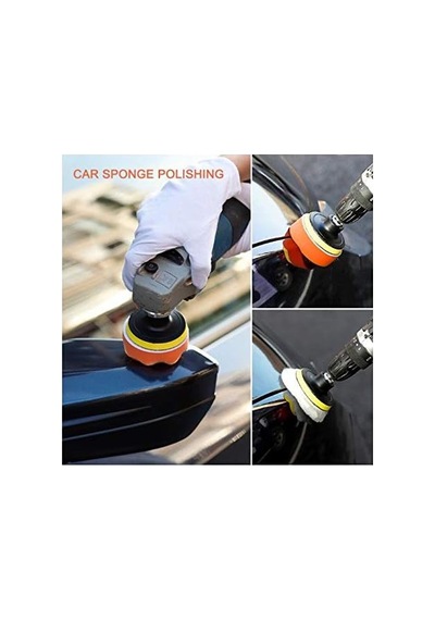 Zintaş 8 Parça 80mm Polisaj Seti Matkap İle Kullanılabilen Pasta Cila Pedi Sünger Cırtlı Polisaj Yün Ped