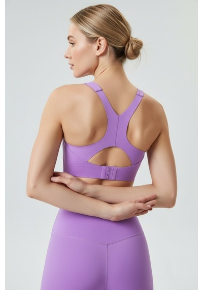 Yüksek Bel Toparlayıcı Tayt & Spor Sütyeni Takım Mor Lavanta Pilates Fitness Set Mor Lavanta