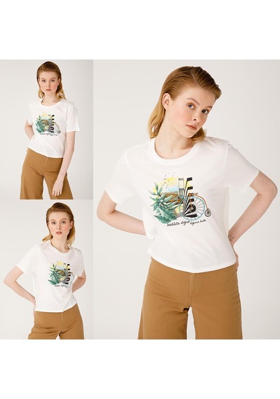 Biggdesign Nature Boğazda Bisiklet Kadın T-shirt 001