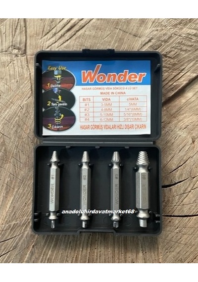Wonder Crv Çelik Bozuk Vida Sökücü Vida Sökme Klavuzu Ters Diş Klavuz Seti