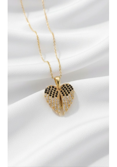 Çekirdekjewelry 925 Ayar Gümüş Kişiye Özel Kanatlı Kolye Gold