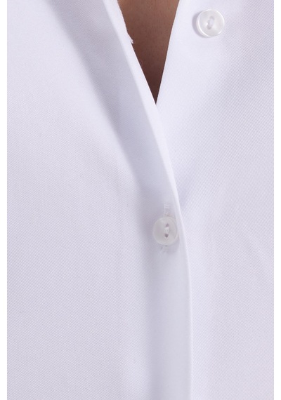 Tudors Kadın Slim Fit Dar Kesim Pensli Vucüda Oturan Uzun Manşet Beyaz Gömlek-42064 Beyaz