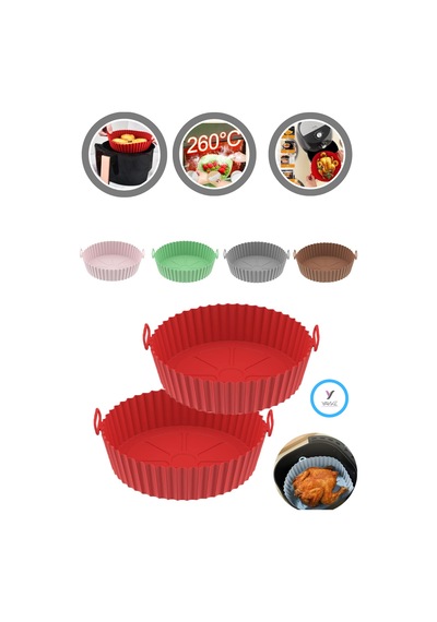 Yayke Silikon Pişirme Kap Air Fryer Hava Fritözü Pişirme Kabı 2Ad Çok Renkli