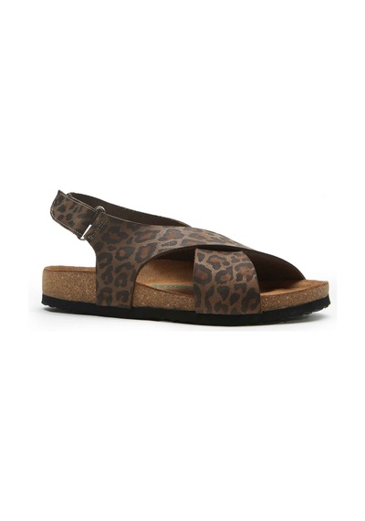 Comfortfusse Fayette - Erkek Ortopedik Hakiki Deri Sandalet Leopar Baskılı Deri