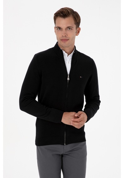 U.S. Polo Assn. Erkek Slim Fit Siyah Basic Triko Hırka 50313688-VR046
