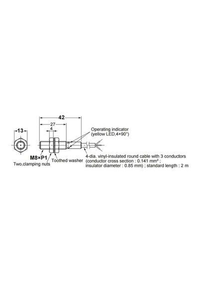 E2b-s08ks02-wp-b1-2m M8 Pnp/no 2m Kablolu Omron İndüktif Sensör
