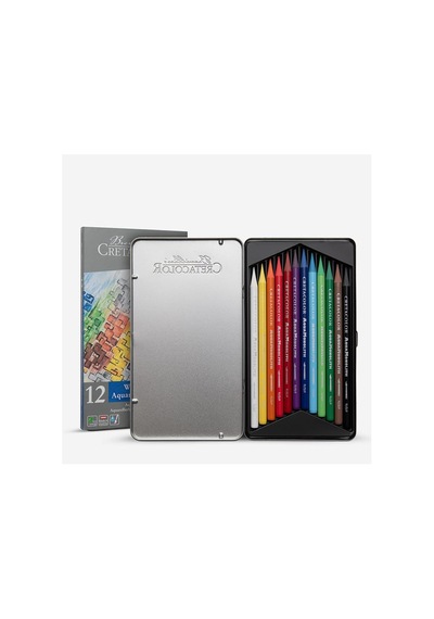 Cretacolor Aqua Monolith Ağaçsız Sulandırılabilir Boya Kalem Seti 12 Renk Metal Kutu 25012