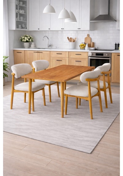 4 Kişilik Polo Sandalye Yemek Takımı Mdf Masa Meşe Renk Meşe