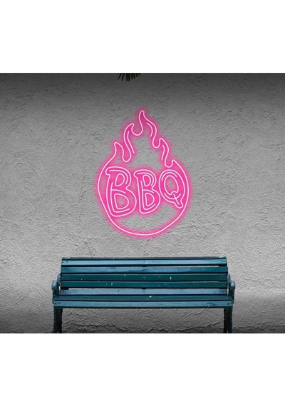 Bbq Yazılı Ve Şekilli Neon Tabela Pembe