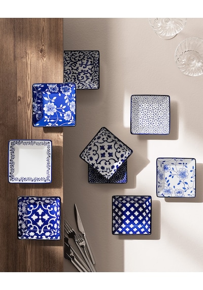 Reve Bleu Mais Kare Tabak Seti - 12 Cm - Mavi/beyaz 8684427358474 Çok Renkli