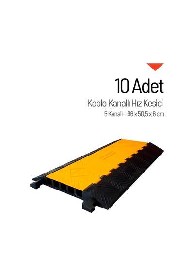 10'lu Kablo Kanallı Hız Kesici Seti 5 Kanallı, Yol Kasisi 90 X 50,5 X 5,5 Cm-3657
