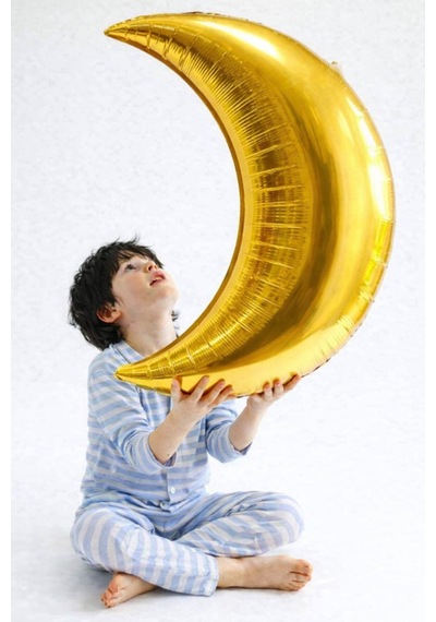 Gold Hilal Ay Folyo Balon, Altın Sarısı Ramazan Bayramı Islam Dini Oda Konsept Mekan Süsleri 60 Cm
