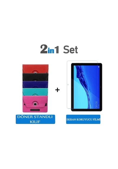 Huawei Uyumlu Mediapad T5 10.1 " Standlı Kılıfı + Ekran Koruyucu