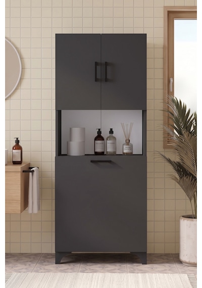 Çok Amaçlı Dolap Banyo Dolabı Kirli Çamaşır Sepeti Dolabı Damla Antrasit Çok Amaçlı Dolap Banyo Dolabı Kirli Çamaşır Sepeti Dolabı Damla Antrasit