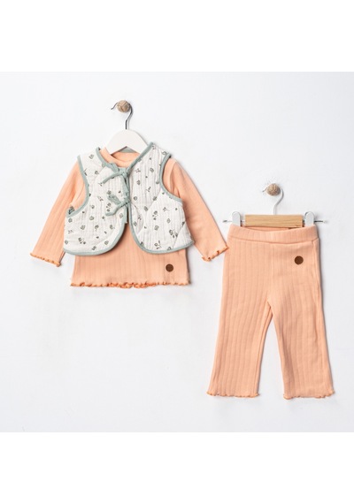 Via Girls Üçlü Yelekli Takım-9728320 - Somon SOMON