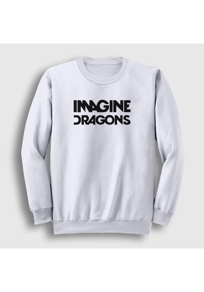 Presmono Unisex Logo V2 Imagine Dragons Sweatshirt Beyaz