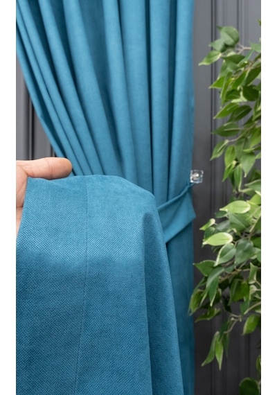 Evdepo Home Deniz Soft Pileli Fon Perde Turkuaz