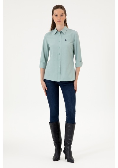 U.S. Polo Assn. Kadın Mint Uzun Kollu Basic Gömlek 50316711-VR090