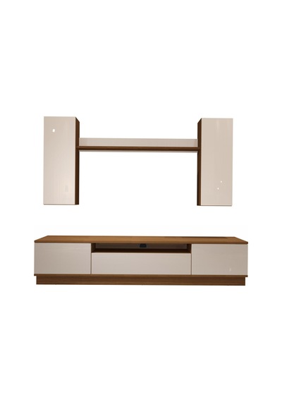 Decoraktiv Trio 5ds Mdf Tv Ünitesi Tv Sehpası - Ceviz Beyaz Ahşap - Beyaz
