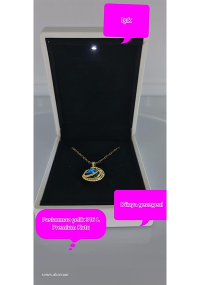 Işıklı Kutulu Dünya Çelik Kolyea1009 Gold