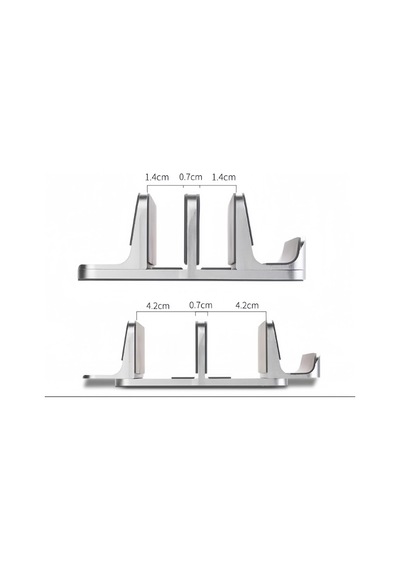 Laptop Standı Dikey Metal Stand Macbook İle Uyumlu Ergonomik Notebook Bilgisayar Tutucu Masaüstü Düzenleyici Alüminyum Gümüş
