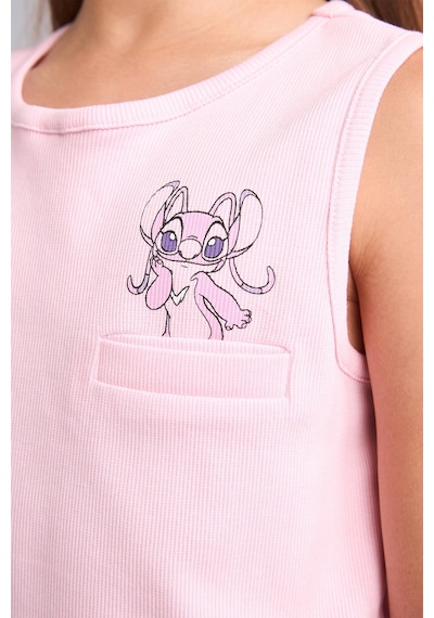 Defacto Dısney Lılo & Stıtch Lisanslı Regular Fıt Fitilli Şortlu 2li Pijama Açık Pembe Takımı Kız Çocuk H8093a826hspn186 Pembe-pn186