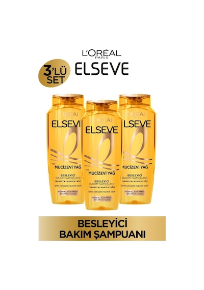 L'Oréal Paris Elseve Mucizevi Yağ Besleyici Bakım Şampuanı 3 x 300 ML