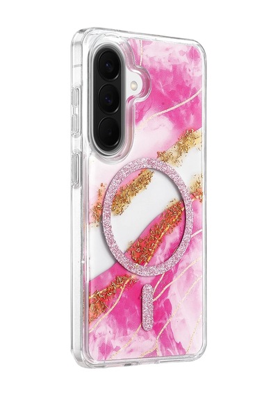 Onegif Samsung Uyumlu Galaxy A57 5g Lotus Simli Magsafe Kapak - Pembe