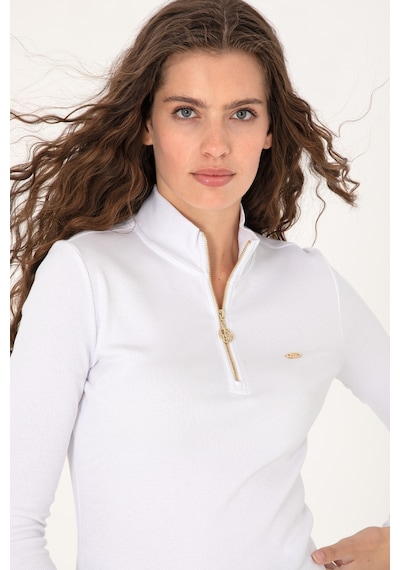 U.S. Polo Assn. Kadın Beyaz Fermuarlı Dik Yaka Sweatshirt 50313564-VR013