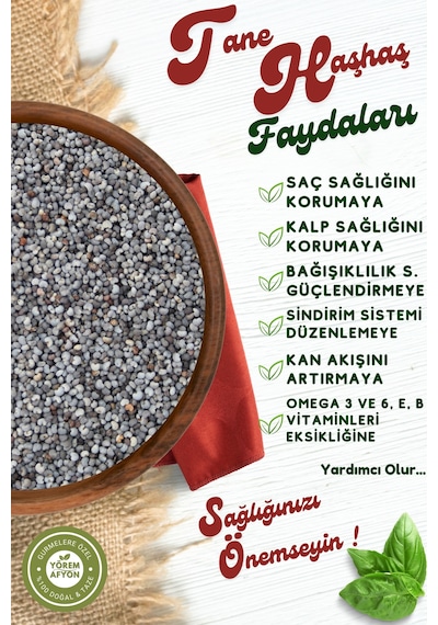 Afyon Yöresinde Geleneksel Hamur İşlerinin Sırrı Saf Tane Mavi Haşhaş Papaver Somniferum 250gr.