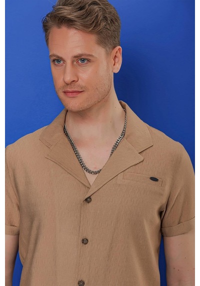 Efor G 1549 Slim Fit Camel Klasik Gömlek Camel