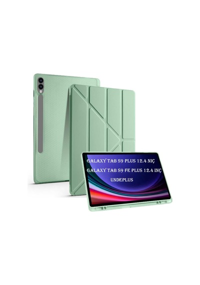 S9 X810 X816 X818 İle Uyumlu Kılıf Kalem Bölmeli Trifolding Case Açık Yeşil Sku: Zeusb0dy5c341c Arka Kapak