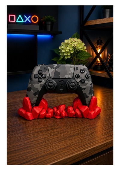Veriqo 3d Ps5 Uyumlu Gamepad Standı Kristal Tasarımlı Oyun Kolu Tutucu Masaüstü Controller Standı Kırmızı