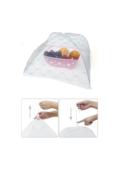 Kare Beyaz Gıda Koruma Şemsiyesi Büyük Boy Yiyecek Yemek Sinek Koruyucu 30cmx30cm Re040r Plastik Çok Diğer