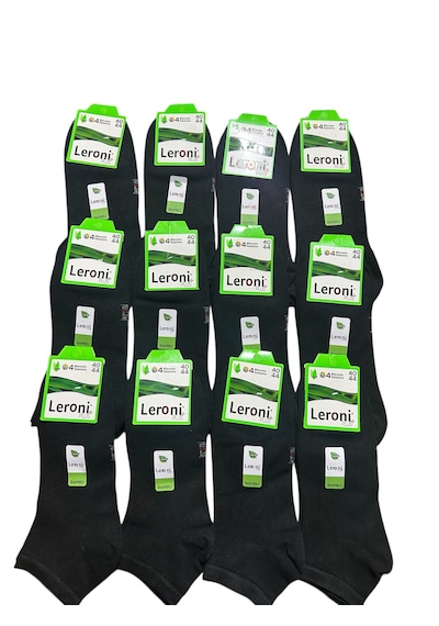 Qulat Leroni Plus Erkek Bambu Dikişsiz Patik Çorap 12 Li Paket Siyah 40-44