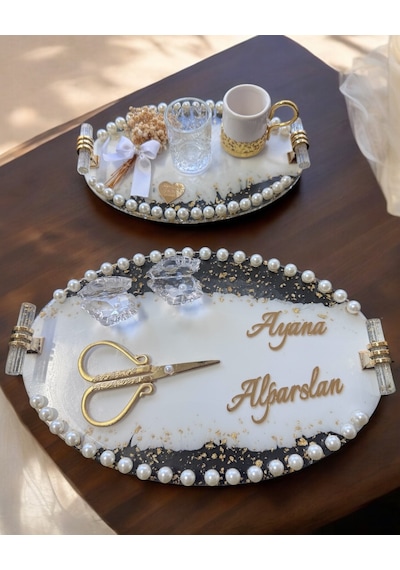 Sincere Gold Söz Nişan Tepsisi Krem