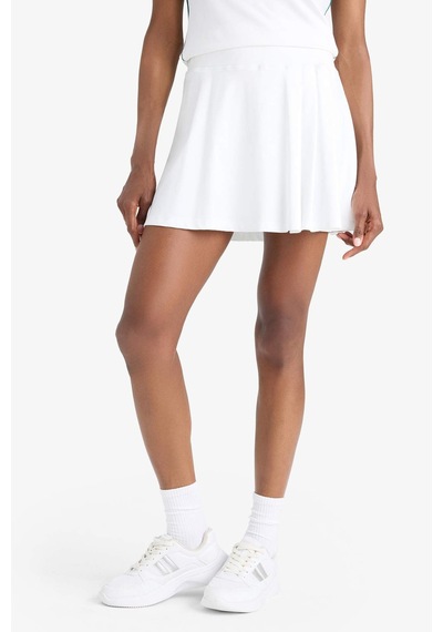 DeFactoFit Standart Fit Pileli İçi Taytlı Mini Tenis Eteği D9317AX25SPWT34 Beyaz
