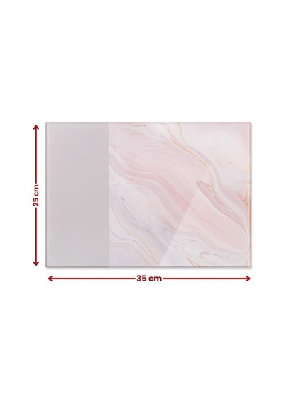 Flora Cam Kesme Tahtası, Temperli Isıya Kırılmaya Dayanıklı Kesim Panosu 25x35 Cm Vizon Mermer Desen Vizon