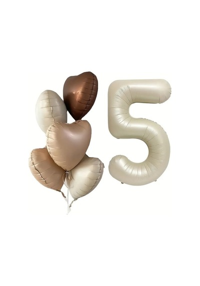 Beysüs 5 Yaş Retro Doğum Günü Balon Seti 5 Adet Kalp Balon Standart