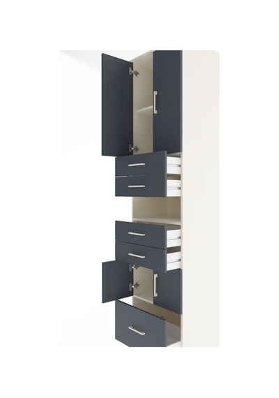 Hyperion Dolap 4 Raflı 5 Çekmeceli 4 Kapaklı 60x44x243 Aytaşı-antrasit Aytası