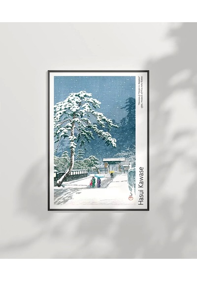 Çerçevesiz Poster Hasui Kawase Ikegami'deki Honmonji Tapınağı