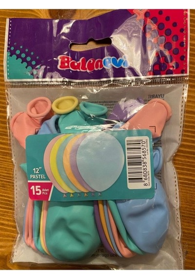 Balon 15 Li Pastel Karışık Renk Balon Paket